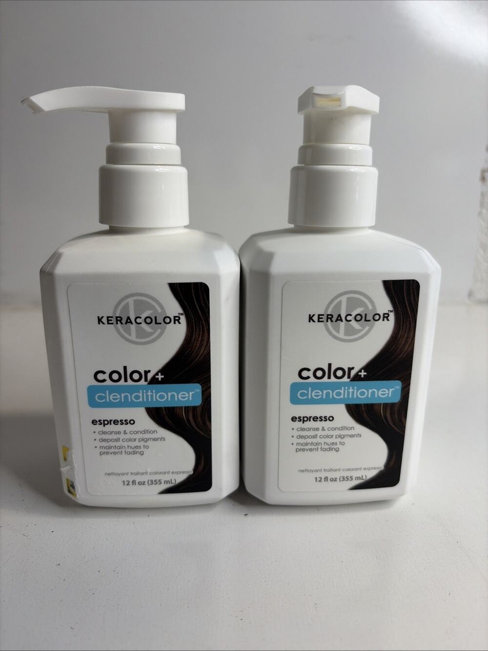 2 PACK KeraColor Color + Clenditioner - Espresso, 12 oz cleanse & Condition